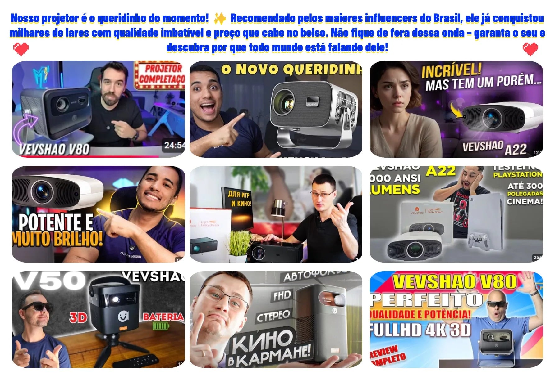 Projetor Smart 4K Ultra HD 1000 ANSI com Android