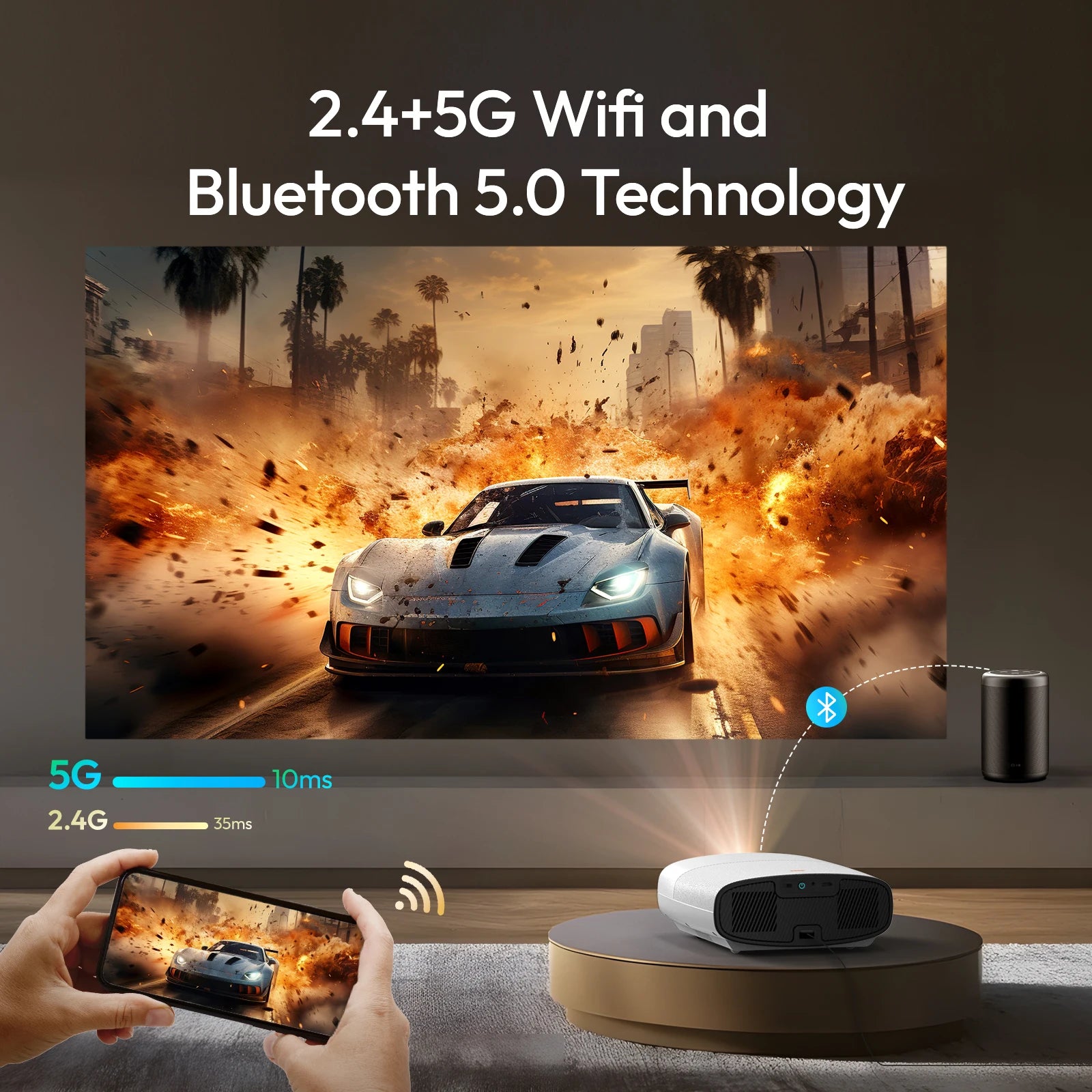 Projetor Smart 4K Ultra HD 1000 ANSI com Android