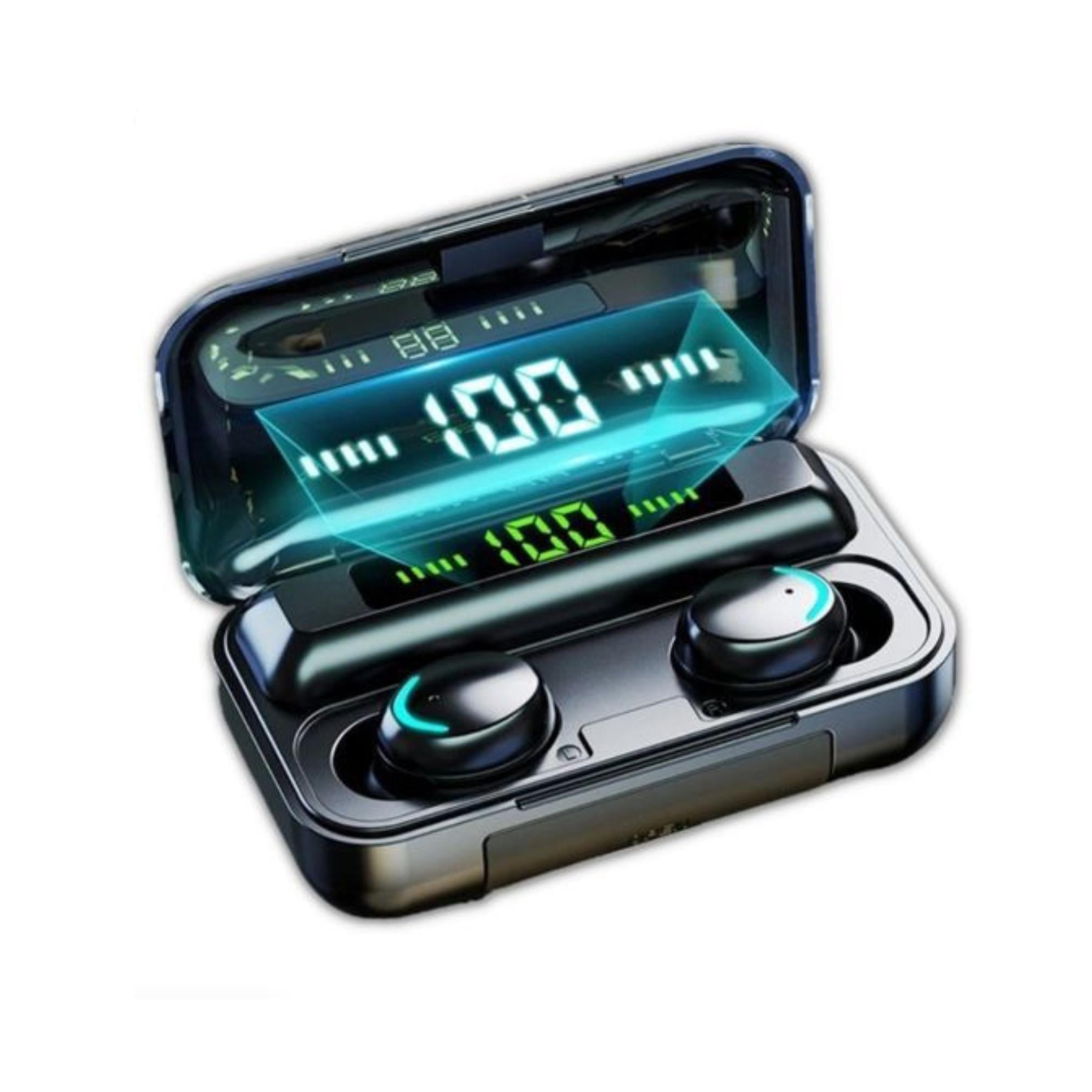Fone de ouvido Bluetooth com case powerbank