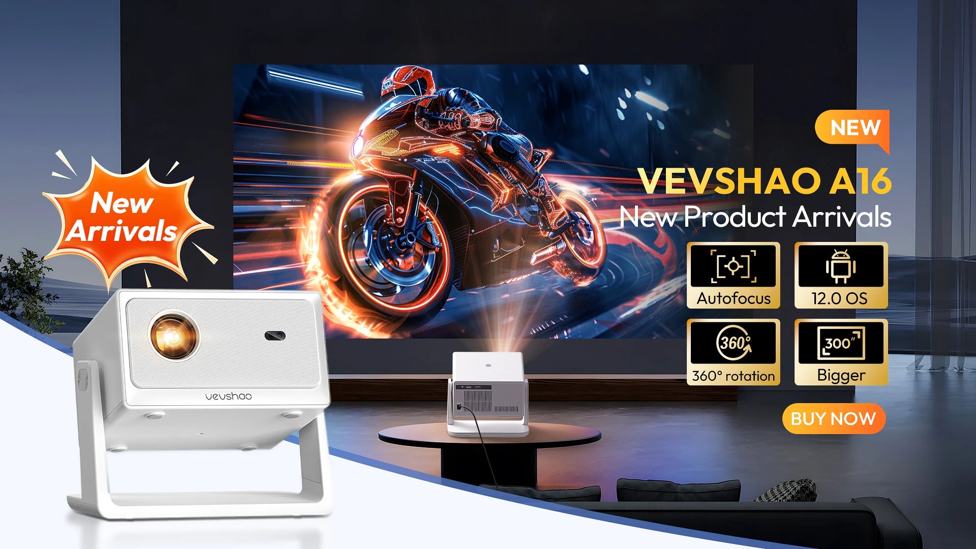 Projetor Smart 4K Ultra HD 1000 ANSI com Android
