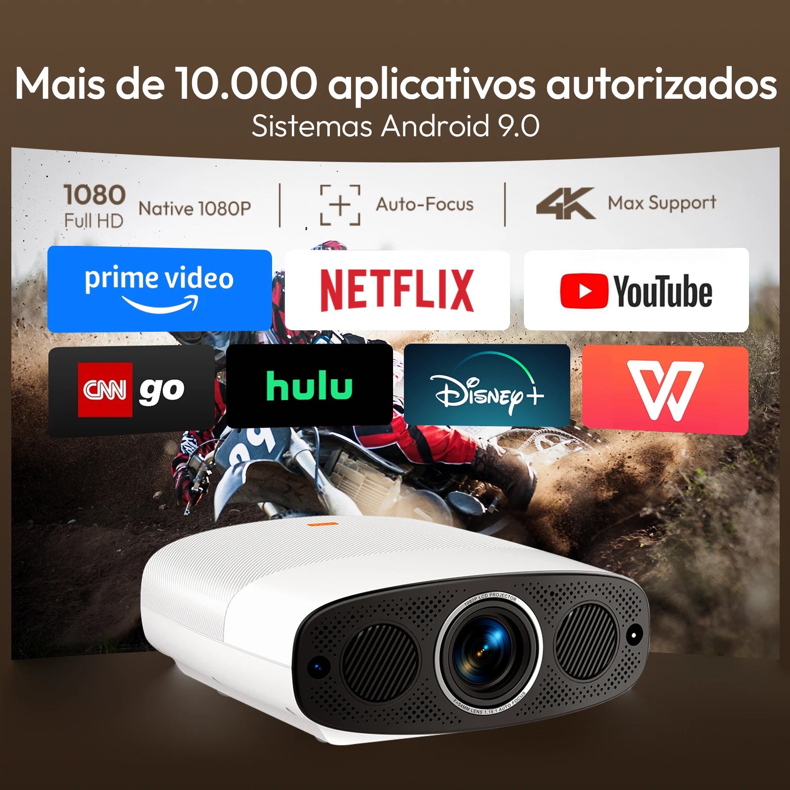 Projetor Smart 4K Ultra HD 1000 ANSI com Android