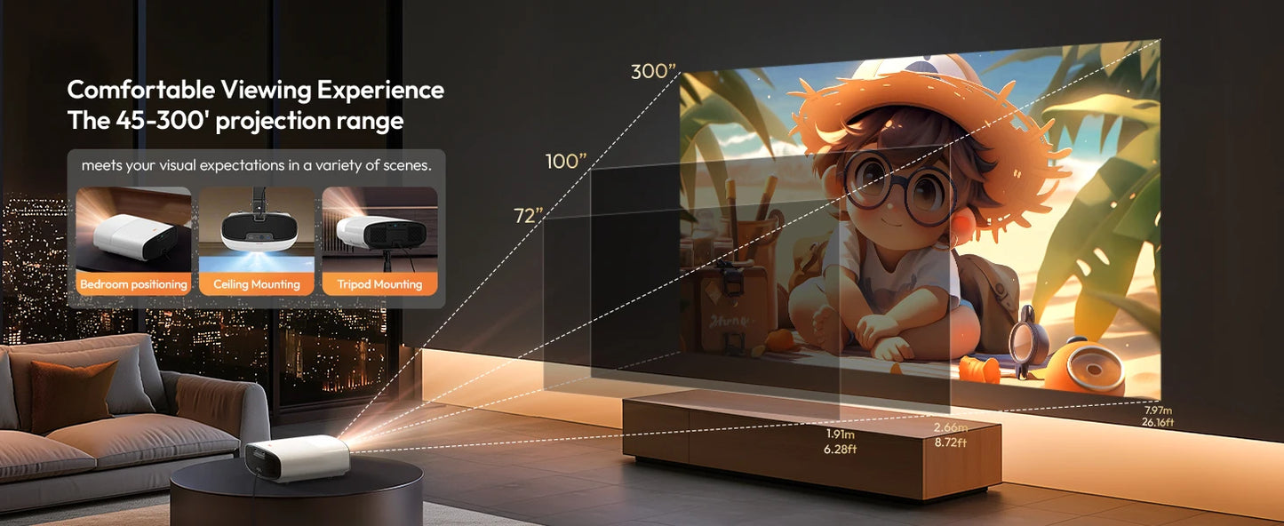 Projetor Smart 4K Ultra HD 1000 ANSI com Android