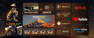 Projetor Smart 4K Ultra HD 1000 ANSI com Android
