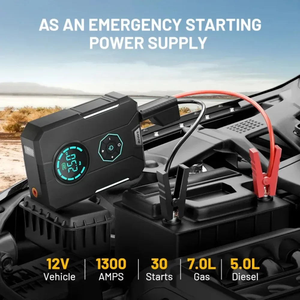 Compressor de Ar Portátil 3 em 1 com Power Bank