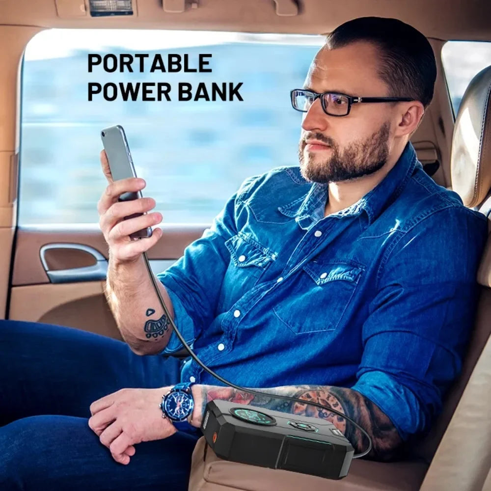 Compressor de Ar Portátil 3 em 1 com Power Bank